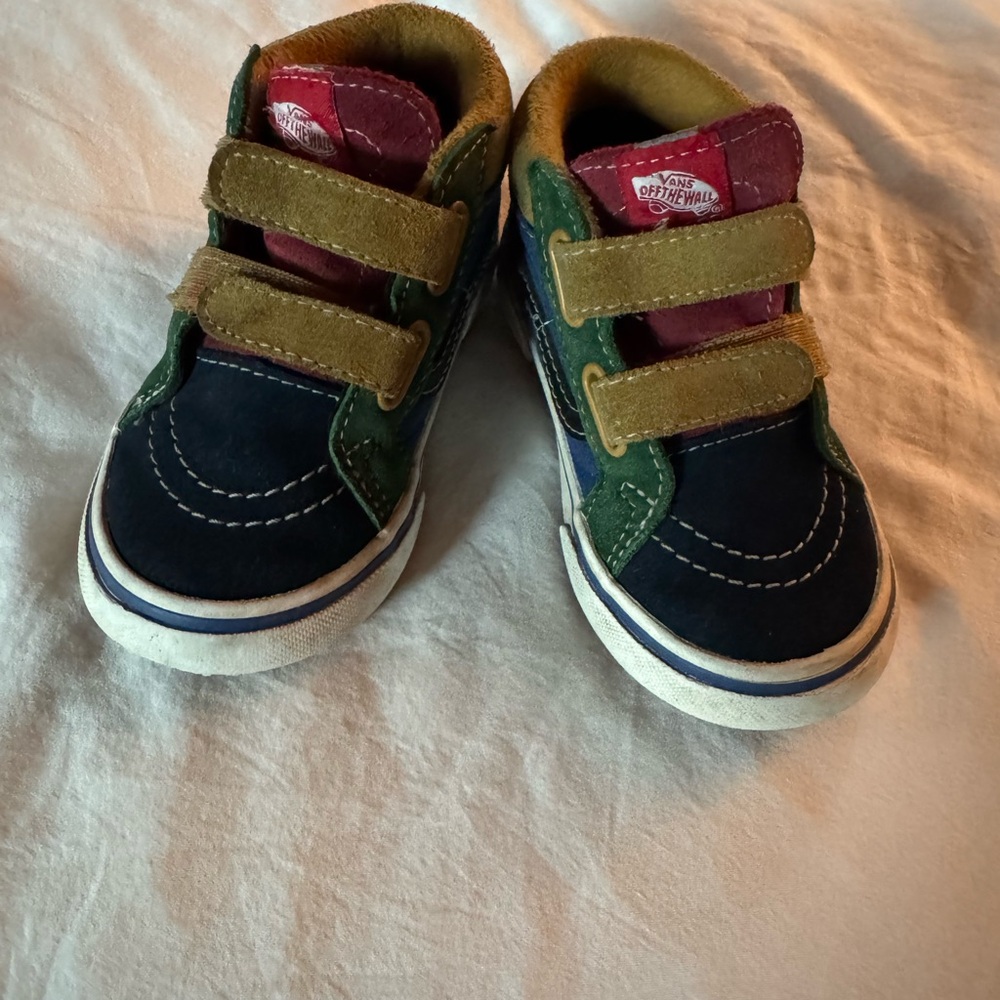 Vans Green and Blue Sneakers with Velcro Straps